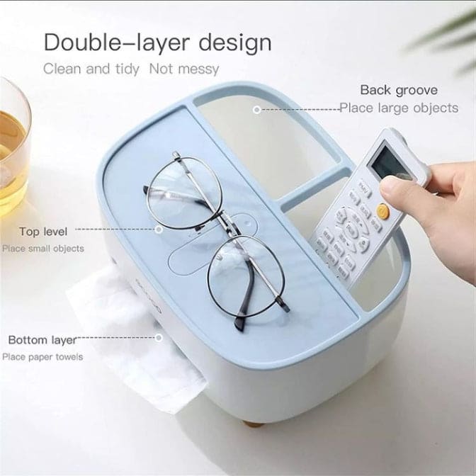 Tissue Box Holder, Multifunction Tissue Box ABS Material Storage Organizer, Desktop Tissue Box With Hidden Mobile Phone Holder, Remote Holder Tissue Box Holder, Multifunction Tissue Box ABS Material Storage Organizer, Desktop Tissue Box With Hidden Mobile Phone Holder, Remote Holder